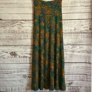 LuLaRoe Teal and Mustard Patterned Maxi Skirt